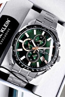 دستبند بند ناف استیل رنگ نقره ای ضد آب ساعت مچی مردانه ویژه جعبه ای ویژه Cbk447-thumb