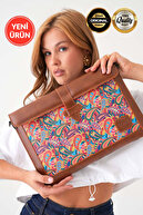 Tan-Shawl Colorful