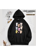 ZOKAWEAR Stray Kids Skzoo v3 Baskılı Kapüşonlu Sweatshirt (2 İplik