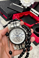 ست ترکیبی ساعت مچی مردانه جعبه چرمی لوکس تسبیح تسبیح جا کارتی کیف پول-thumb