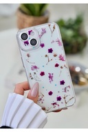 قاب سیلیکونی طرح دار چاپ شفاف گل بنفش سازگار با آیفون 13 و 14-thumb