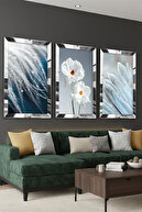 ست نقاشی ام دی اف سه گانه طرح کلاژ پلکسی آینه دار نقره ای-thumb