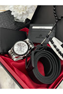 ست ترکیبی ساعت مچی مردانه جعبه چرمی لوکس تسبیح تسبیح جا کارتی کیف پول-thumb