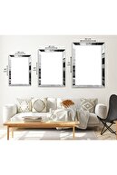 ست نقاشی ام دی اف سه گانه طرح کلاژ پلکسی آینه دار نقره ای-thumb