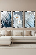 ست نقاشی ام دی اف سه گانه طرح کلاژ پلکسی آینه دار نقره ای-thumb