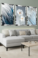 ست نقاشی ام دی اف سه گانه طرح کلاژ پلکسی آینه دار نقره ای-thumb