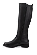 چکمه های چرم اصل زنانه مشکی زیپ دار لاستیکی-thumb