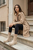 چکمه های فصل جدید زنانه بژ ضخیم تا زیر زانو ضد آب-thumb