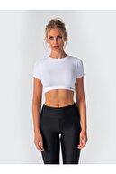 Vienfit Kadın Dikişsiz Spor Crop Top Tshirt Beyaz