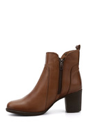 چکمه های چرم اصل زنانه آنتیک با پاشنه ضخیم زیپ دار-thumb