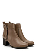 چکمه های چرم اصل زنانه عتیقه با زیپ پاشنه ضخیم-thumb