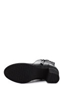 چکمه های چرم اصل زنانه مشکی زیپ دار پاشنه ضخیم-thumb