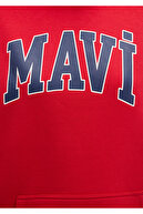 سوئیشرت هودی قرمز چاپ شده با لوگو اورسایز/برش پهن 1600361-82054-thumb