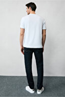 یقه گرد تی شرت نخی تکی با تناسب معمولی-thumb