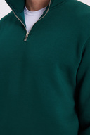 Unisex Relach Fit Cut Cut Cut Cutton Fleenery Half Zipper Haki Khaki Collar Lweatryrt-thumb