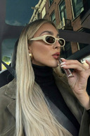 Laurent Slim Design Ince UV400 Unisex Cream Beige Brown-thumb