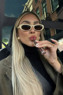 Laurent Slim Design Ince UV400 Unisex Cream Beige Brown-thumb