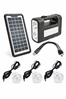 Portable Lighting with Solar Panel and 3 Bulbs