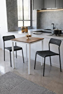 Pine Table White Leg Black Chair