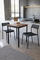 Pine Table Black Leg Black Chair