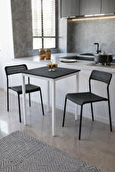 Black Table White Leg Black Chair