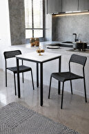 White Table Black Leg Black Chair