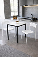 White Table Black Leg White Chair