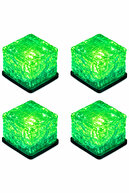 4x Green Led Frosted Glass Solar