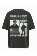 BAD BUNNY Tシャツ ブラック Touz Moda Bad Bunny Printed Washable Oversize T-Shirt- Trendyol