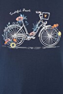Mavi Kadın Bisiklet Baskılı Mavi Tişört 1610164-70488