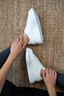 Blyss Unisex Beyaz Spor Ayakkabı Kalın Taban