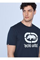 Ecko Unltd Ecko Unlimited Beyaz Logolu Bisiklet Yaka Lacivert Erkek Basic T-shirt