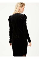 Ekol 21k.ekl.elb.04029.1 Uzun Kol Orta Düz Siyah Elbise