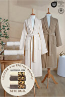 Beige Cream Bathrobe + LEOPARD 4-Piece Cream Coffee