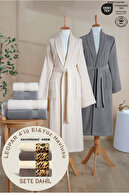 Grey Cream Bathrobe + LEOPARD 4-Piece Cream Coffee