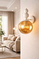 White Wall Lamp with Honey Glop Glass