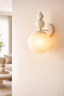 White Wall Lamp with White Globe Glass