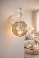 White Wall Lamp with Smoked Globe Glass