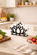 Desktop with black lotus napkin holder