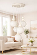 White CHANDELIER PENDANT WHITE BODY WHITE GLASS
