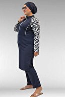 LEAF PATTERN ECRU-NAVY BLUE