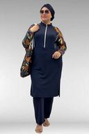 LEAF PATTERN MUSTARD-NAVY
