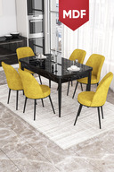 Table Black Chairs Mustard Yellow