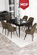 Table Black Marble Pattern Chair Brown