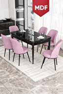 Table Black Marble Chairs Pink