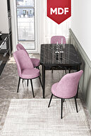 Table Black Marble Chairs Pink