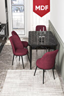 Table Black Marble Pattern Chair Claret Red