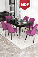 Table Black Marble Chairs Purple