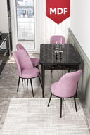 Table Black Marble Chairs Pink