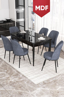 Table Black Marble Pattern Smoked Chair